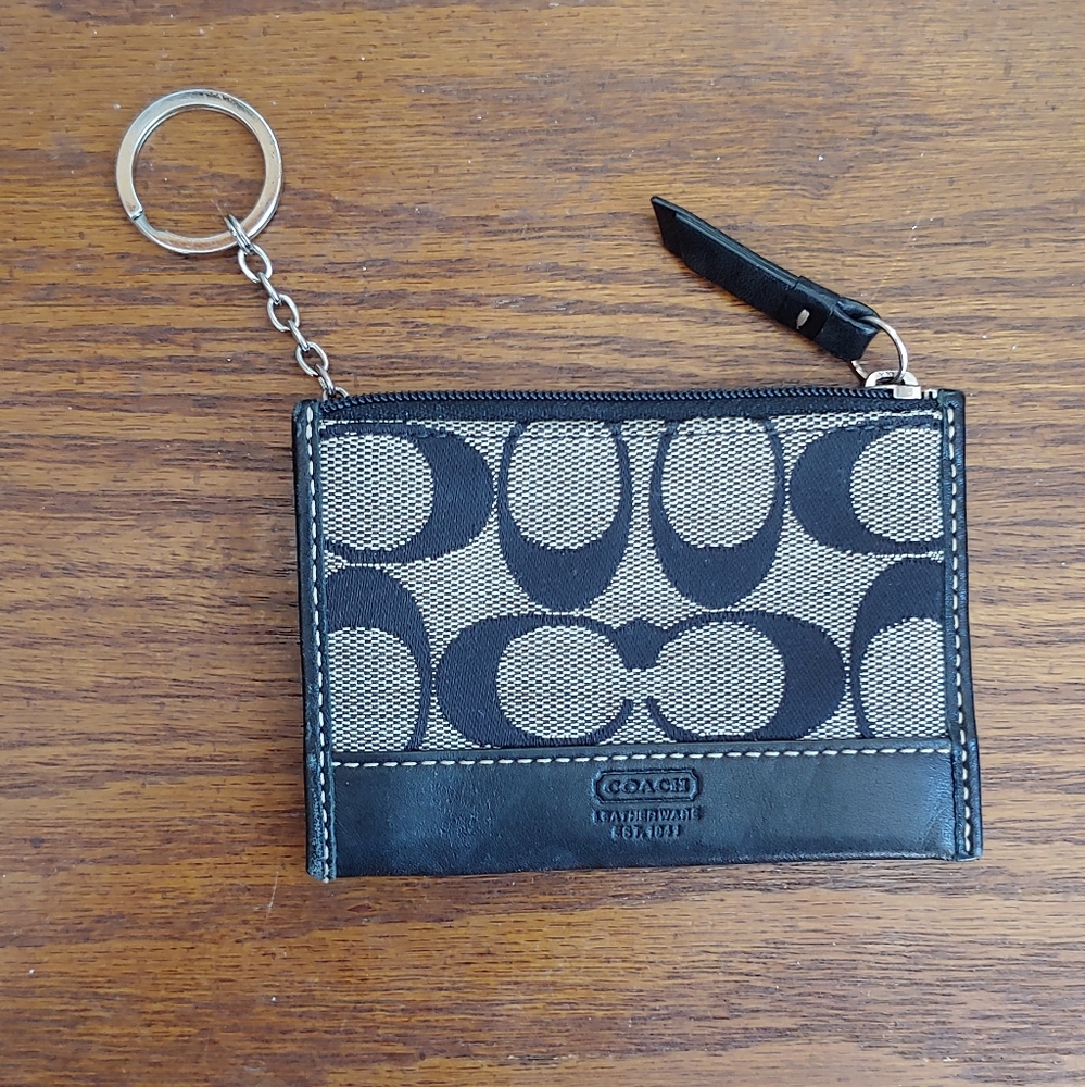Coach Signature Logo Card Keychain Change Purse